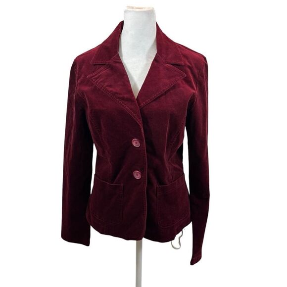 Ladies Vintage LaBelle Brand Burgundy Velour Blazer Size 9 - Picture 1 of 9